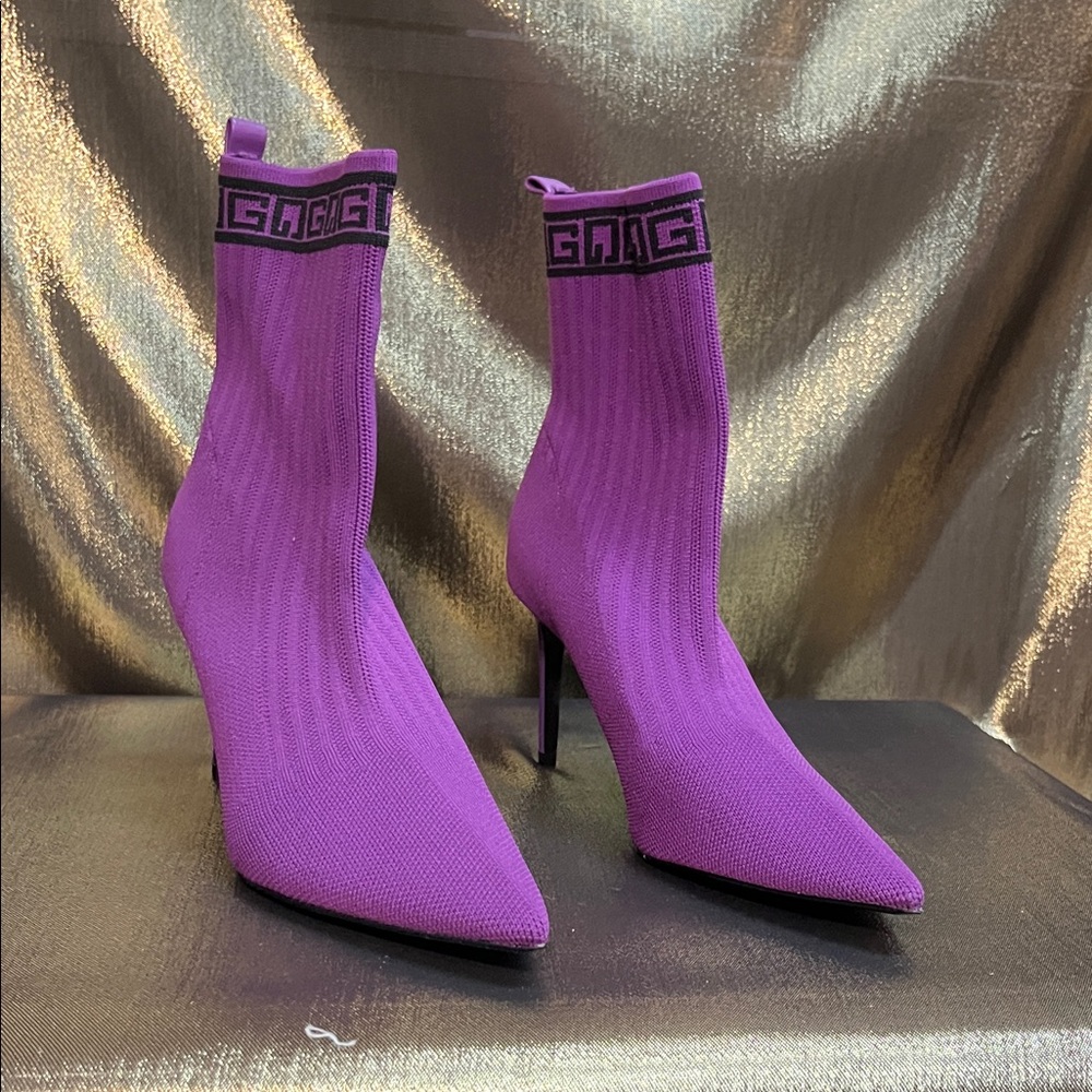 GUESS Purple Knit Ankle Boots